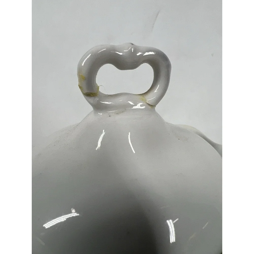 Vintage Polish Porcelain Teapot White Gold Trim – Repaired Lid – Made in‎ Poland